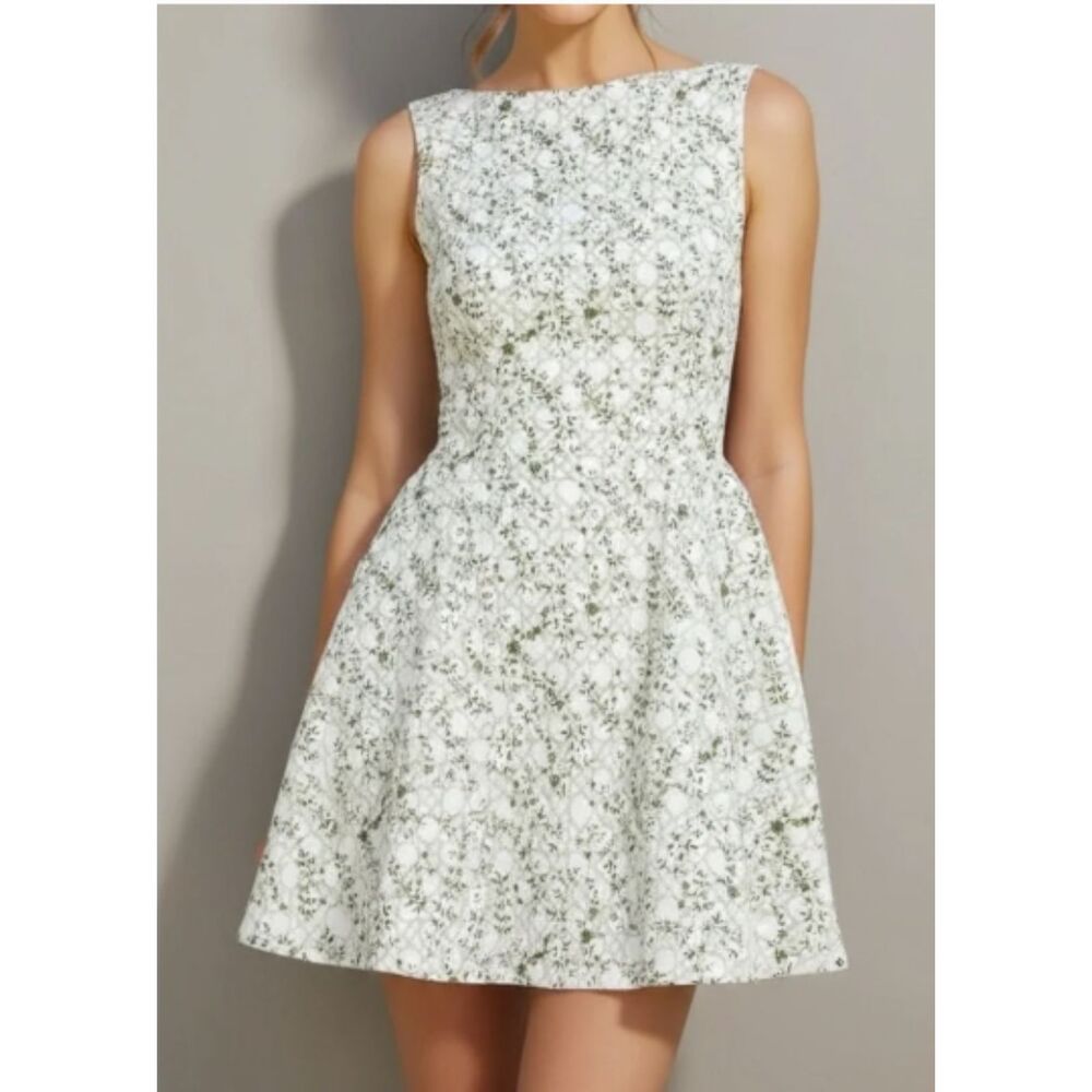 Hill House Home Sutton Dress Basketweave Vine Sand Floral XXL NWT